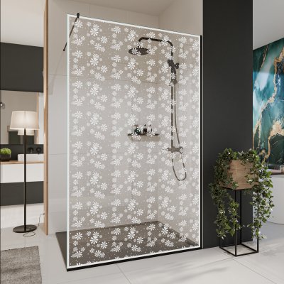 Glastrennwand Dusche mit Farbdruck FRAME BLUMEN 2