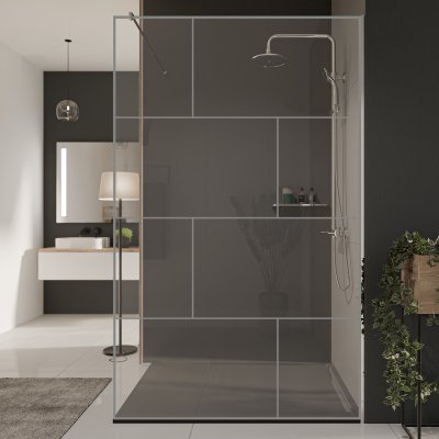 Glastrennwand Dusche mit Farbdruck FRAME BRICK