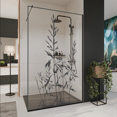 Glastrennwand Dusche mit Farbdruck FRAME GRÄSER