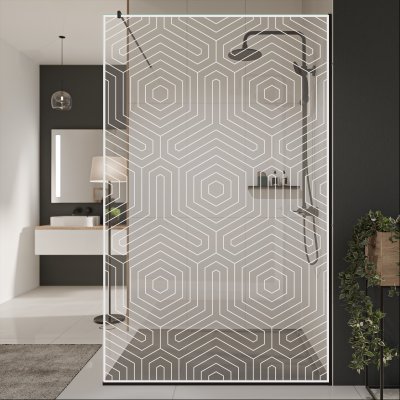 Glastrennwand Dusche mit Farbdruck FRAME HEXAGON