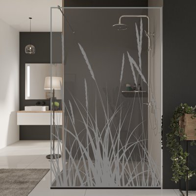 Glastrennwand Dusche mit Farbdruck FRAME KORNFELD