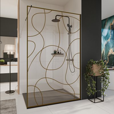 Glastrennwand Dusche mit Farbdruck FRAME SCRIBBLE