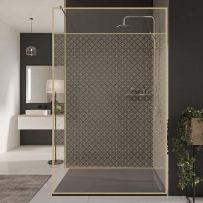 Glastrennwand Dusche mit Farbdruck FRAME SQUARES 2