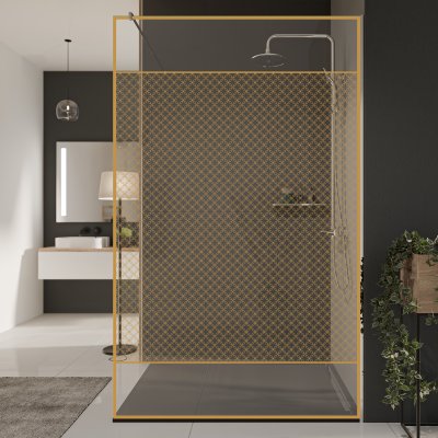 Glastrennwand Dusche mit Farbdruck FRAME SQUARES 3