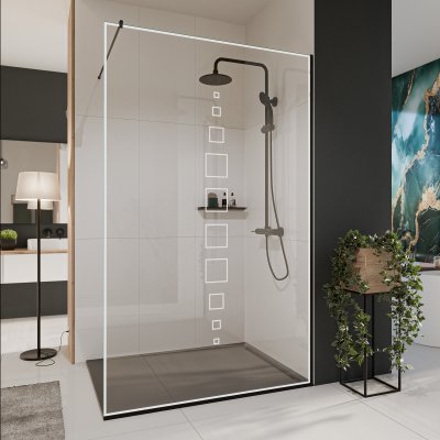 Glastrennwand Dusche mit Farbdruck FRAME SQUARES 4