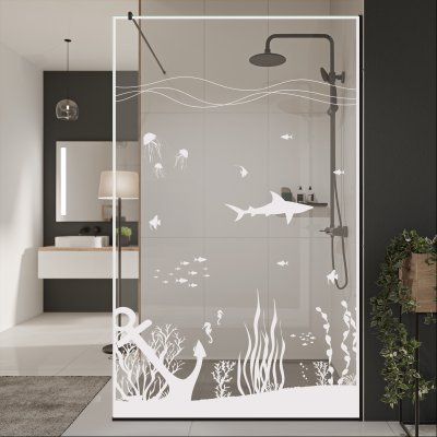 Glastrennwand Dusche mit Farbdruck FRAME UNDERWATER