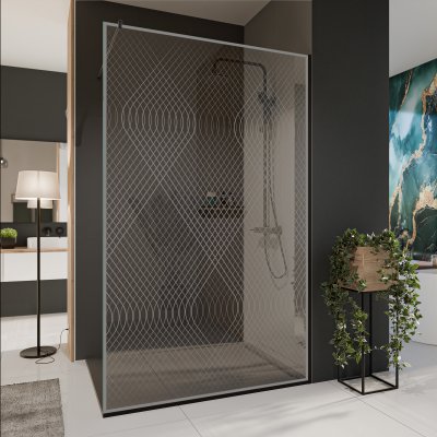 Glastrennwand Dusche mit Farbdruck FRAME ACACIA
