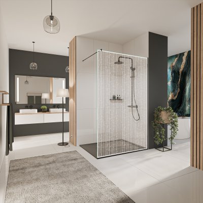 Glastrennwand Dusche mit Farbdruck FRAME BAMBOO 3
