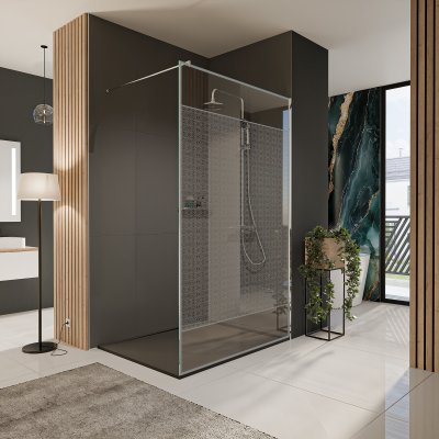 Glastrennwand Dusche mit Farbdruck FRAME BLOSSOM 2