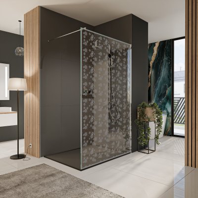 Glastrennwand Dusche mit Farbdruck FRAME BLUMEN 2