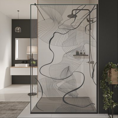 Glastrennwand Dusche mit Farbdruck FRAME CHAOS