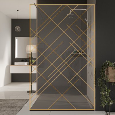 Glastrennwand Dusche mit Farbdruck FRAME CROSSLINE