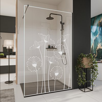 Glastrennwand Dusche mit Farbdruck FRAME DANDELION