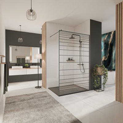 Glastrennwand Dusche mit Farbdruck FRAME FORRADO 1