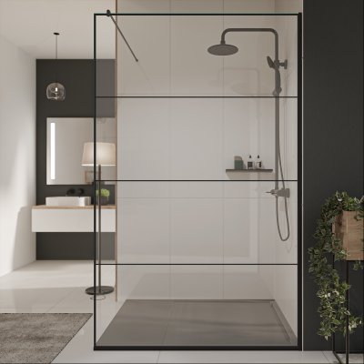 Glastrennwand Dusche mit Farbdruck FRAME LINE 5