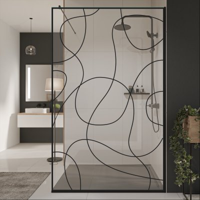 Glastrennwand Dusche mit Farbdruck FRAME SCRIBBLE