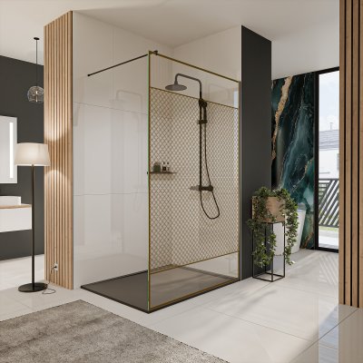 Glastrennwand Dusche mit Farbdruck FRAME SQUARES 3