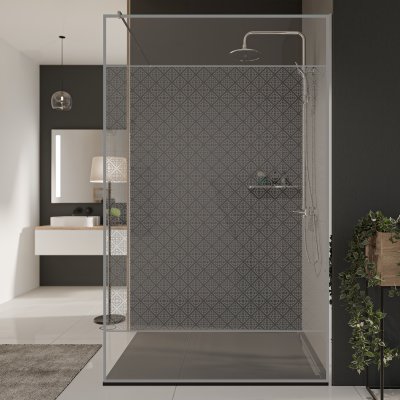Glastrennwand Dusche mit Farbdruck FRAME SQUARES