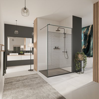 Glastrennwand Dusche mit Farbdruck FRAME TRIANGEL 2