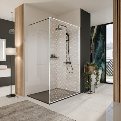 Glastrennwand Dusche mit Farbdruck FRAME TRIANGEL