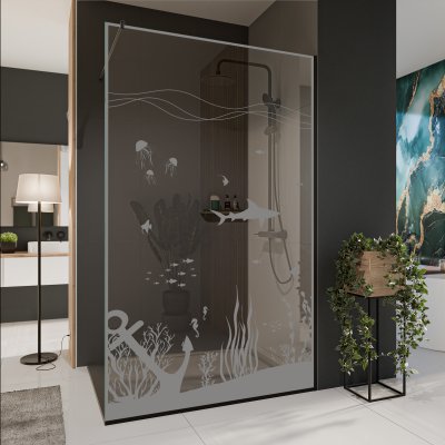Glastrennwand Dusche mit Farbdruck FRAME UNDERWATER