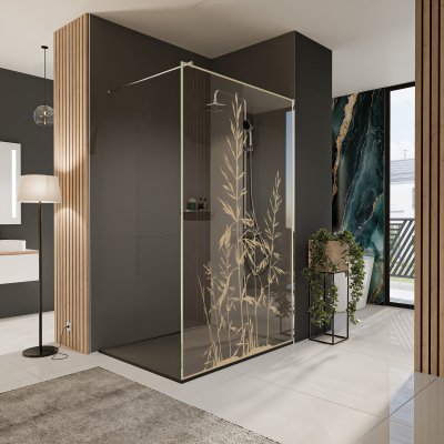 Glastrennwand Dusche mit Farbdruck FRAME GRÄSER