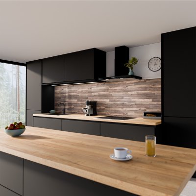 Küchenrückwand ESG Glas 6mm mit keramischen Druck HARDWOOD 1