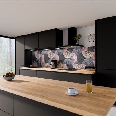 Küchenrückwand ESG Glas 6mm mit keramischen Farbdruck Disco 1