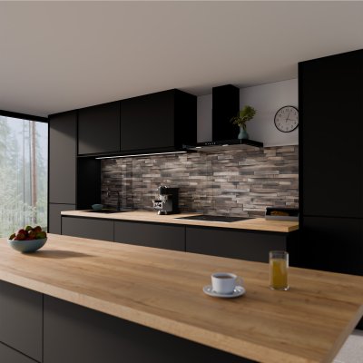 Küchenrückwand ESG Glas 6mm mit keramischen Farbdruck HARTWOOD