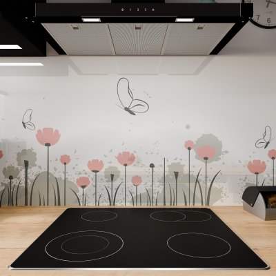Küchenrückwand ESG Glas 6mm mit keramischen Farbdruck MOHN 1
