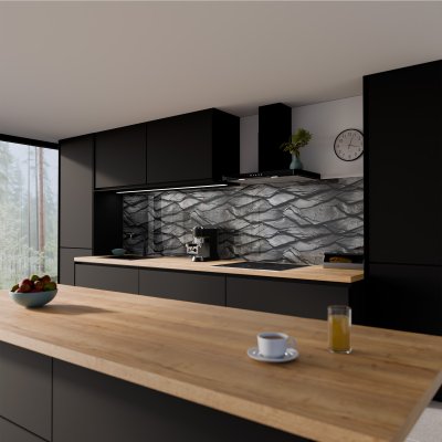 Küchenrückwand ESG Glas 6mm mit keramischen Farbdruck SCHIEFER 2