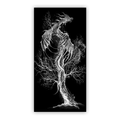 Glas Duschtür auf Maß mit Motiv DRACHE 104