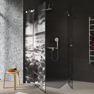 Duschkabine Glas Eckeinstieg mit Motiv MEER 1/209
