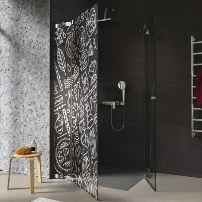 Duschkabine Glas Eckeinstieg mit Motiv SPA 1/209