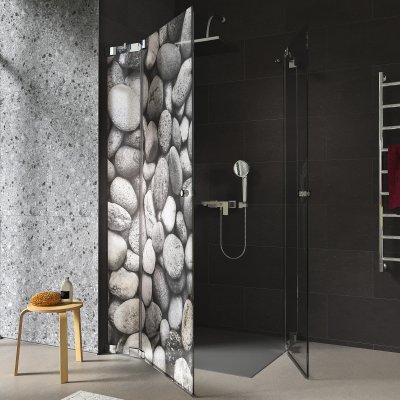 Duschkabine Glas Eckeinstieg mit Motiv STEINE 209
