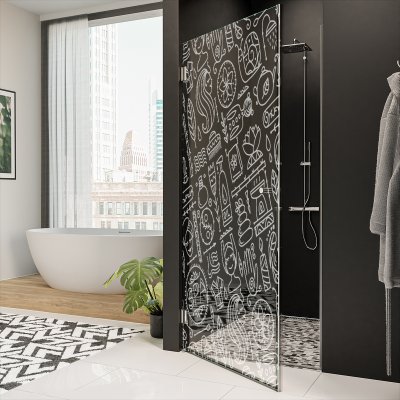 Dusche Glas Nischentür mit Dekor SPA 1/101