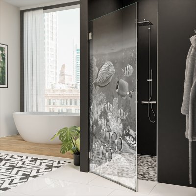 Duschtür Glas mit Motiv FISCHE 3/101
