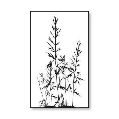 Glastrennwand Dusche Satinato mit schwarzem Druck FRAME GRÄSER