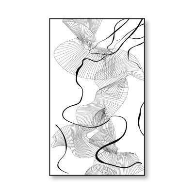 Glastrennwand Dusche Satinatoglas mit schwarzem Druck FRAME CHAOS