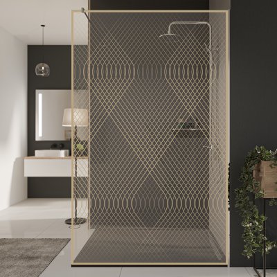 Glastrennwand Dusche mit Farbdruck FRAME ACACIA