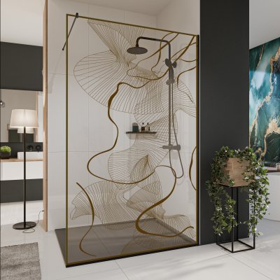 Glastrennwand Dusche mit Farbdruck FRAME CHAOS