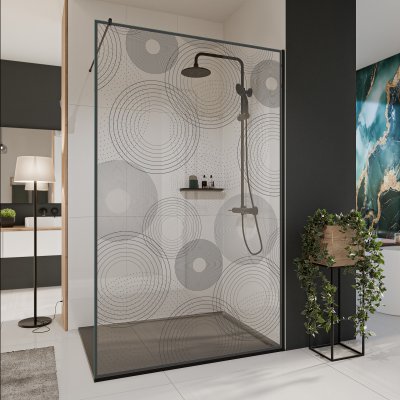 Glastrennwand Dusche mit Farbdruck FRAME CIRCLE