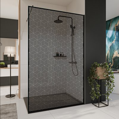 Glastrennwand Dusche mit Farbdruck FRAME CUBUS