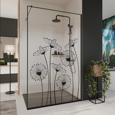 Glastrennwand Dusche mit Farbdruck FRAME DANDELION