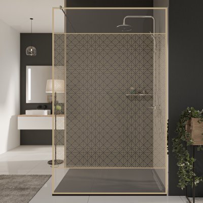 Glastrennwand Dusche mit Farbdruck FRAME SQUARES