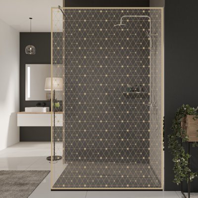 Glastrennwand Dusche mit Farbdruck FRAME TRIANGEL