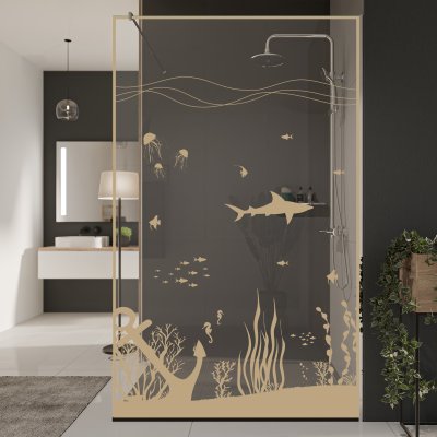 Glastrennwand Dusche mit Farbdruck FRAME UNDERWATER
