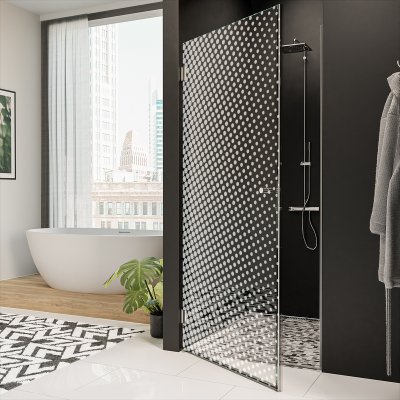 Dusche Glastür nach Maß mit Dekor DOT 2/101