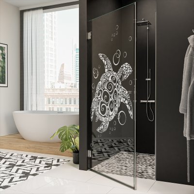 Dusche Glastür nach Maß mit Motiv SCHILDKRÖTE 101