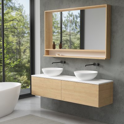 Spiegel mit Holzrahmen und Fach - Madera 9